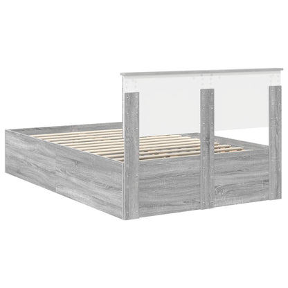 Bedframe met hoofdeinde Grijs Sonoma 135 x 190 cm Bewerkt hout