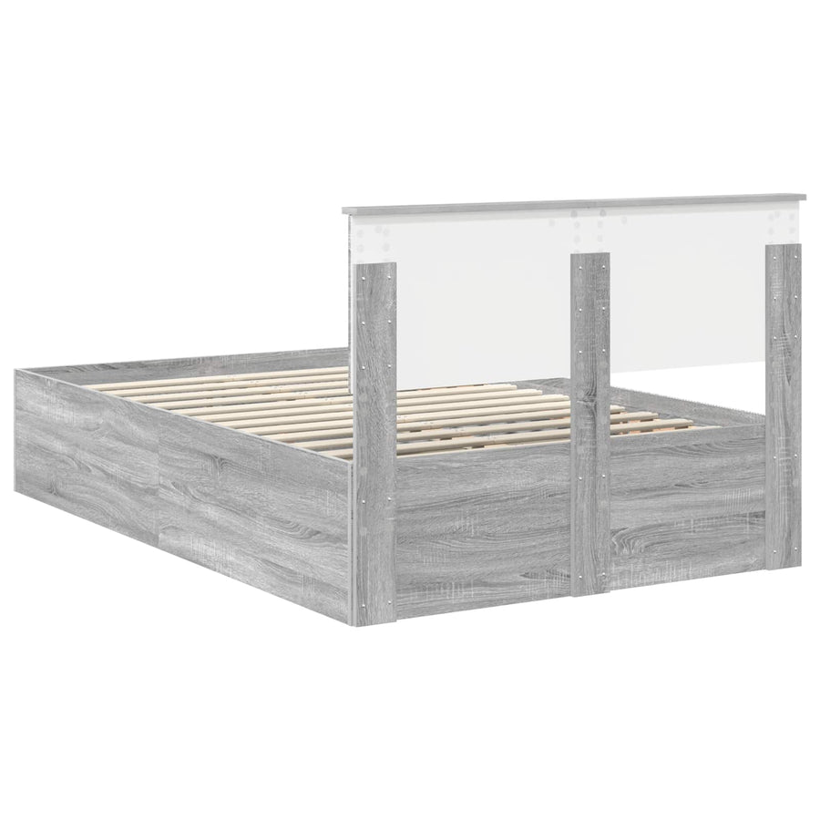 Bedframe met hoofdeinde Grijs Sonoma 135 x 190 cm Bewerkt hout