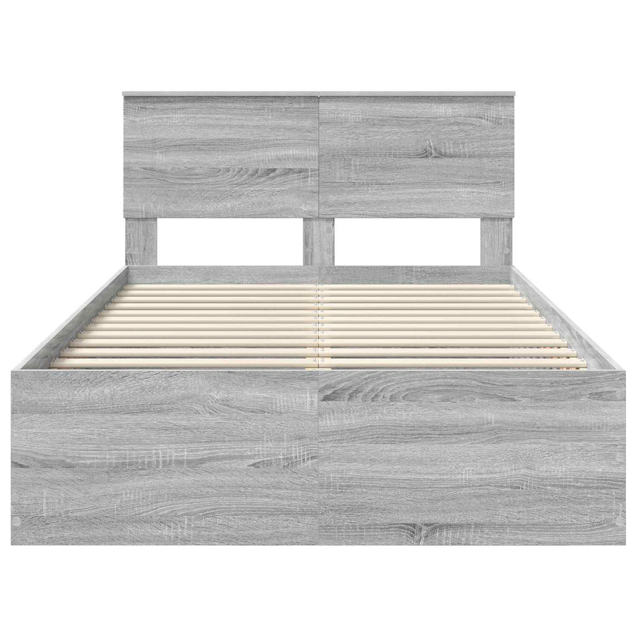Bedframe met hoofdeinde Grijs Sonoma 135 x 190 cm Bewerkt hout