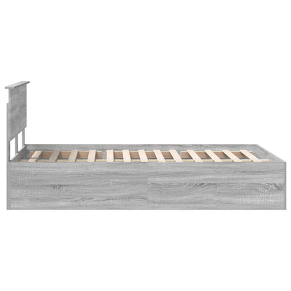 Bedframe met hoofdeinde Grijs Sonoma 135 x 190 cm Bewerkt hout