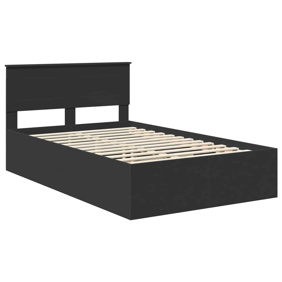 Bedframe met hoofdeinde Zwart 120 x 190 cm Bewerkt hout