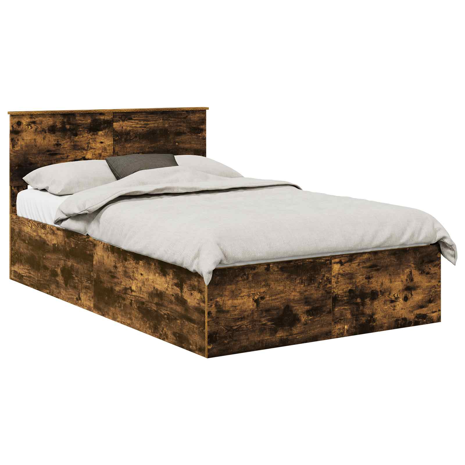 Bedframe met hoofdeinde Gerookt eiken 120 x 190 cm Bewerkt hout