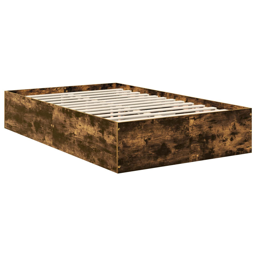 Bedframe met hoofdeinde Gerookt eiken 120 x 190 cm Bewerkt hout