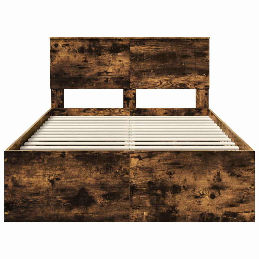 Bedframe met hoofdeinde Gerookt eiken 120 x 190 cm Bewerkt hout