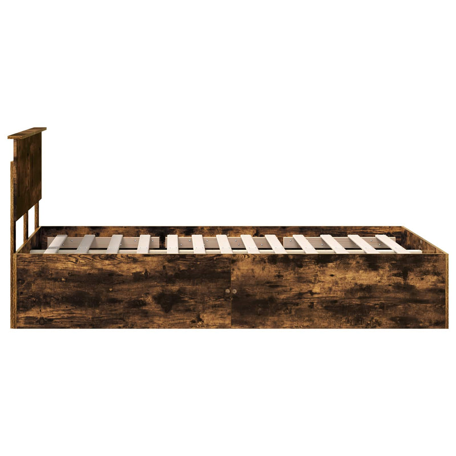 Bedframe met hoofdeinde Gerookt eiken 120 x 190 cm Bewerkt hout