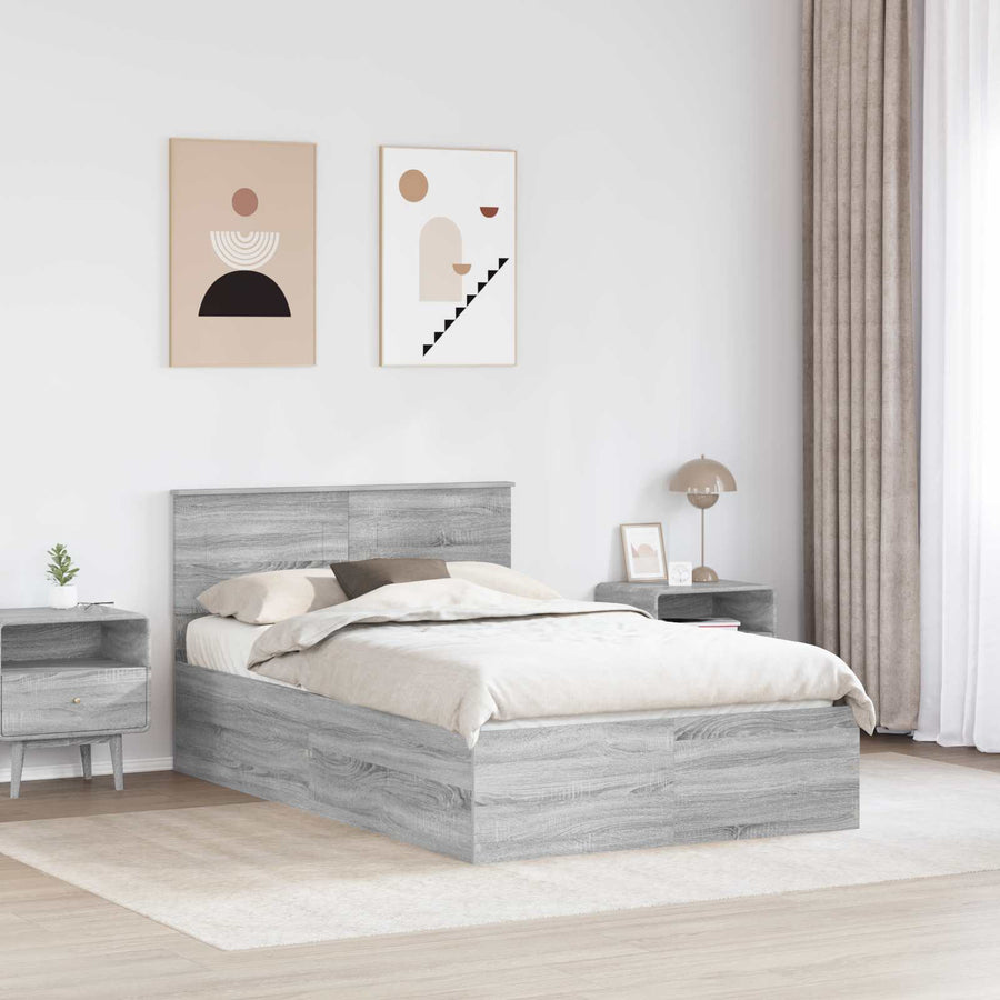 Bedframe met hoofdeinde Grijs Sonoma 120 x 190 cm Bewerkt hout