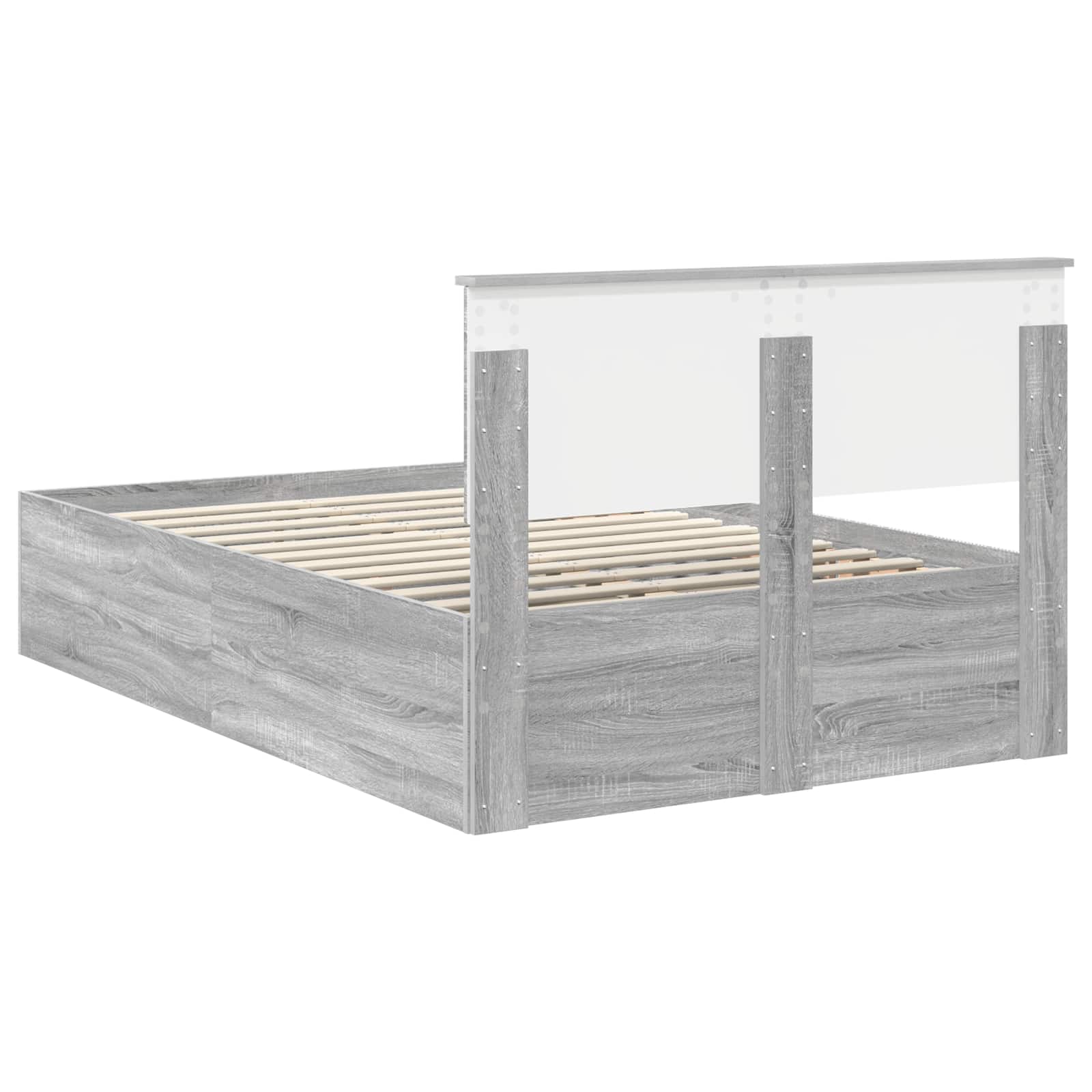 Bedframe met hoofdeinde Grijs Sonoma 120 x 190 cm Bewerkt hout