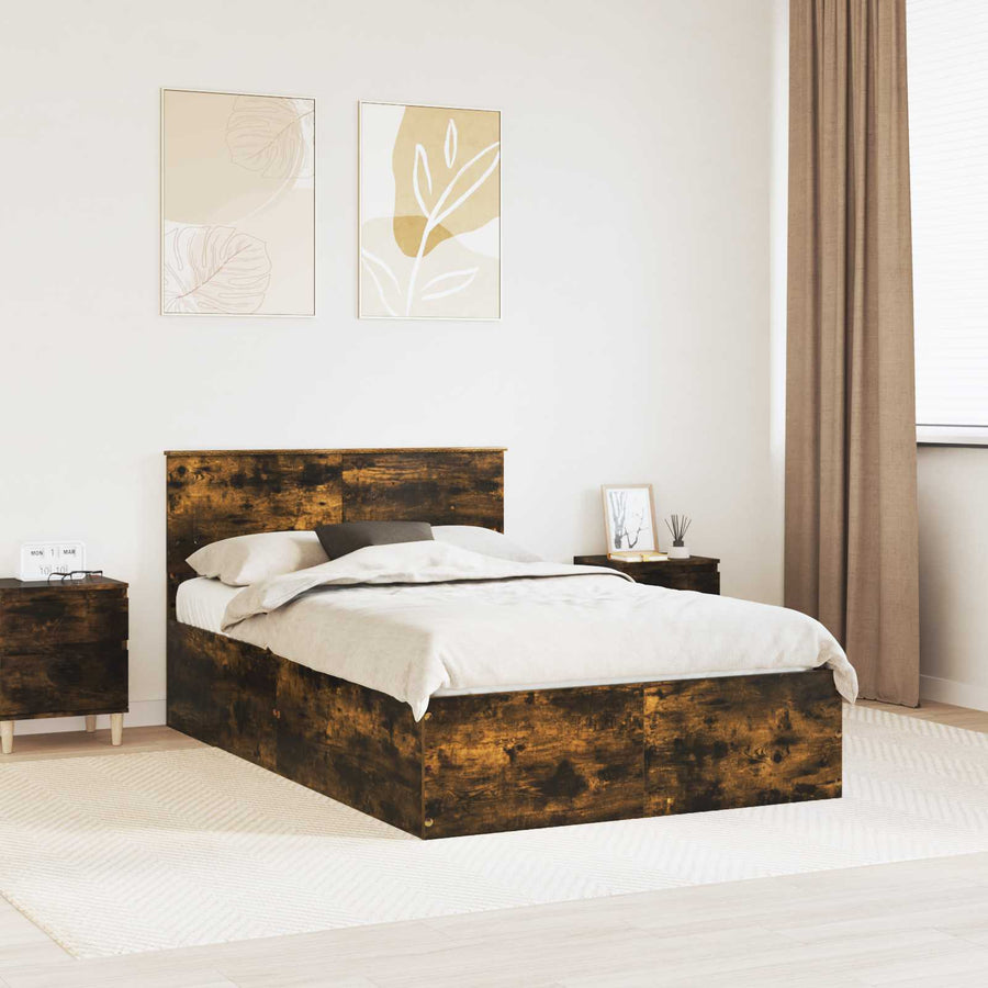 Bedframe met hoofdeinde Gerookt eiken 120 x 200 cm Bewerkt hout