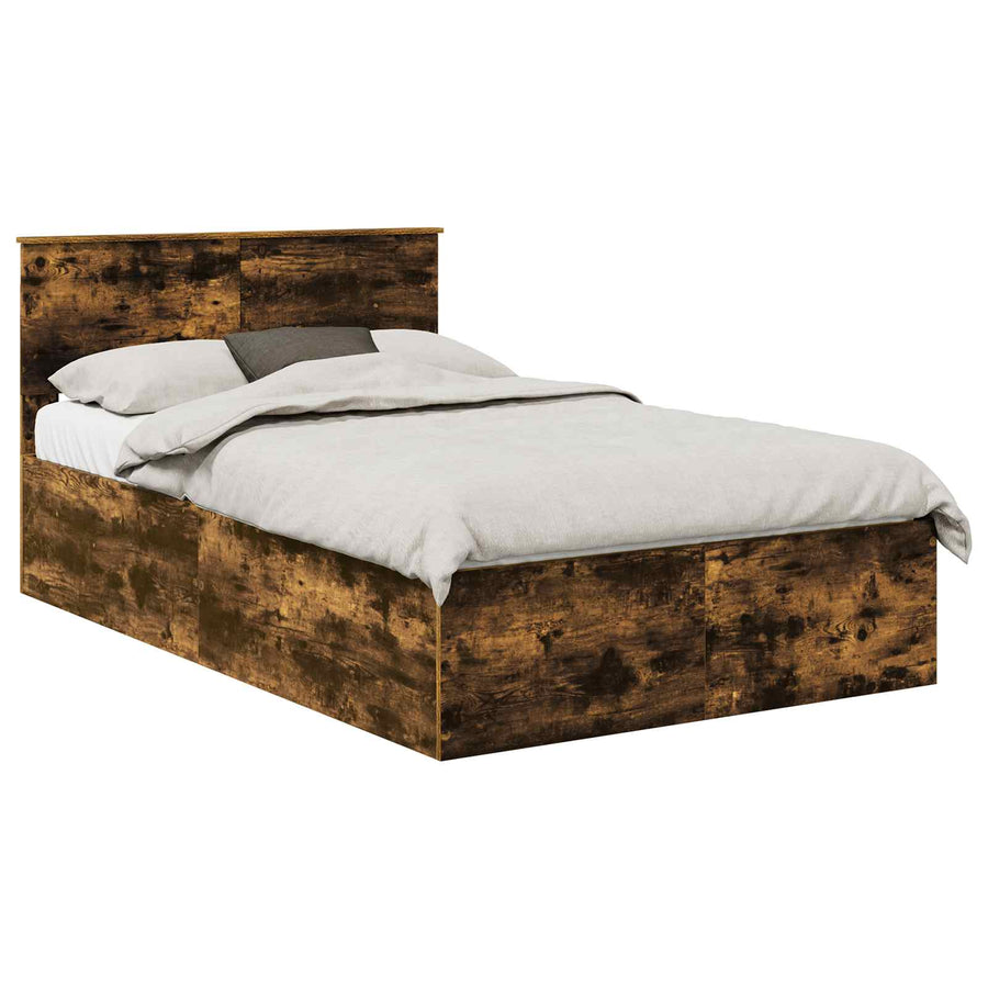 Bedframe met hoofdeinde Gerookt eiken 120 x 200 cm Bewerkt hout