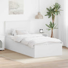Bedframe 100x200 cm wit bewerkt hout