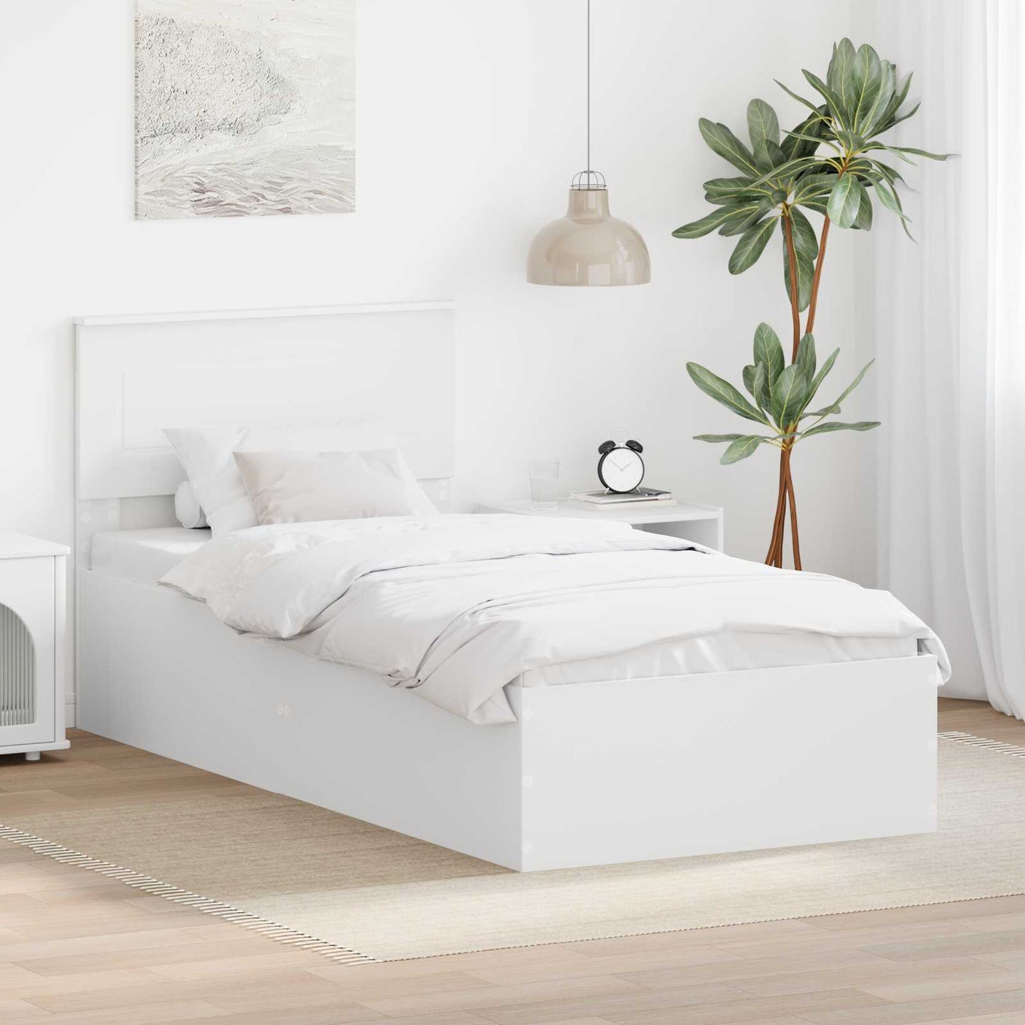 Bedframe met hoofdeinde Wit 100 x 200 cm Bewerkt hout