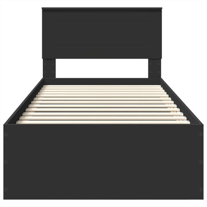 Bedframe met hoofdeinde Zwart 100 x 200 cm Bewerkt hout