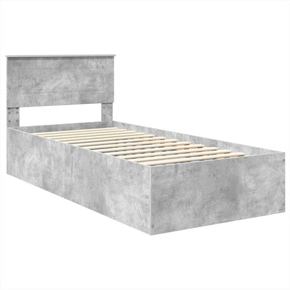 Bedframe met hoofdeinde Beton Grijs 100 x 200 cm Bewerkt hout