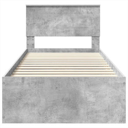Bedframe met hoofdeinde Beton Grijs 100 x 200 cm Bewerkt hout
