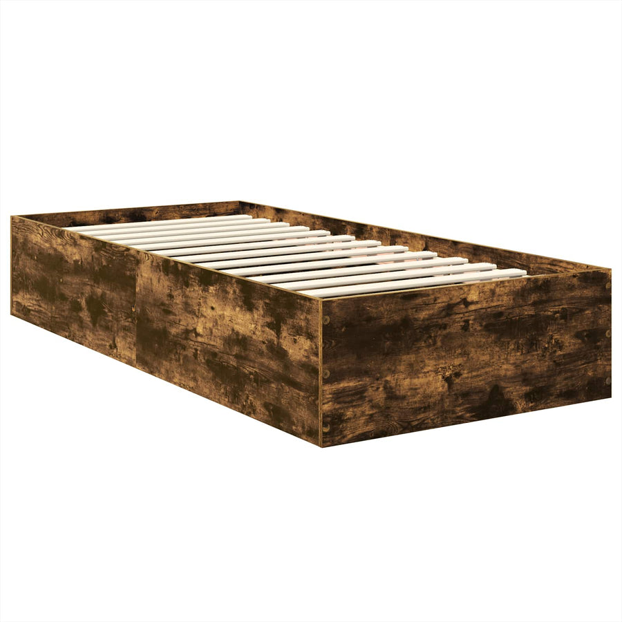 Bedframe met hoofdeinde Gerookt eiken 100 x 200 cm Bewerkt hout