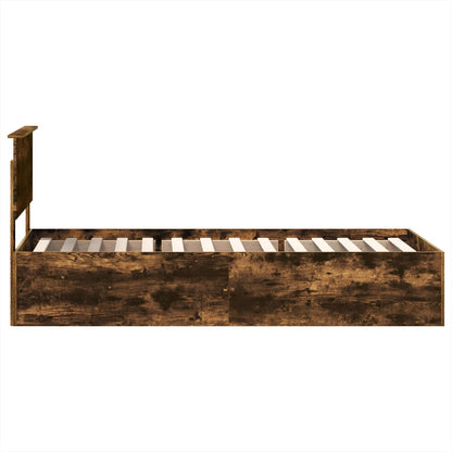 Bedframe met hoofdeinde Gerookt eiken 100 x 200 cm Bewerkt hout