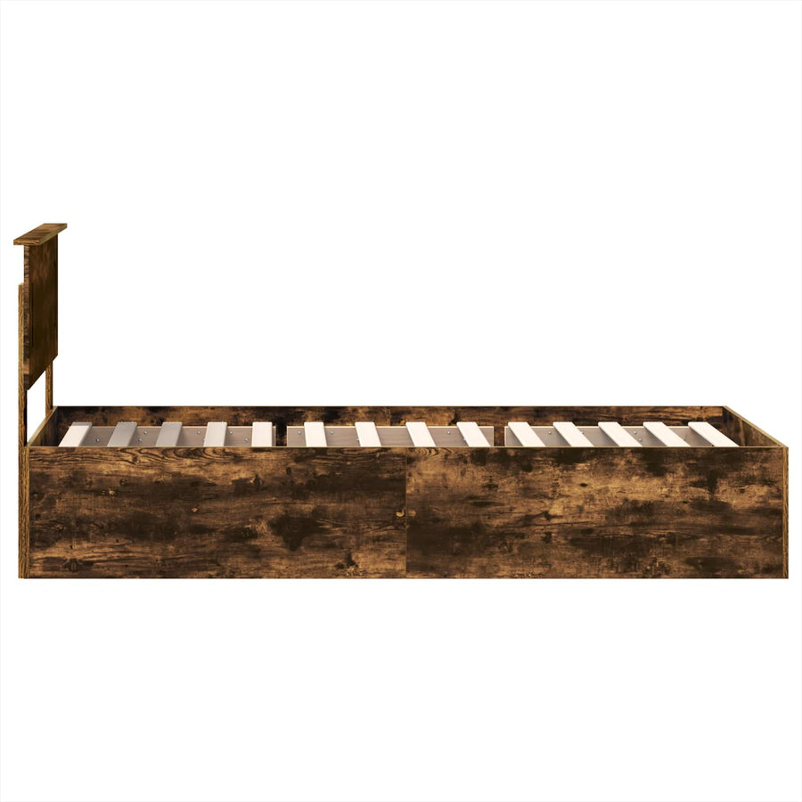 Bedframe met hoofdeinde Gerookt eiken 100 x 200 cm Bewerkt hout