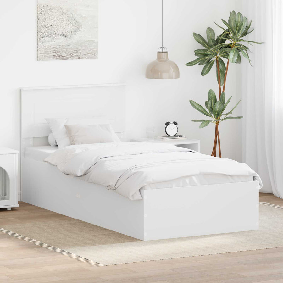 Bedframe met hoofdeinde Wit 90 x 190 cm Bewerkt hout