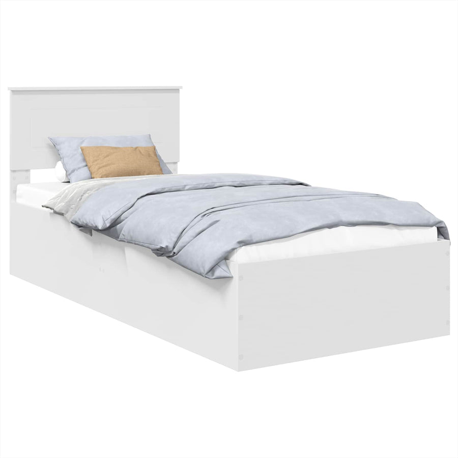 Bedframe met hoofdeinde Wit 90 x 190 cm Bewerkt hout