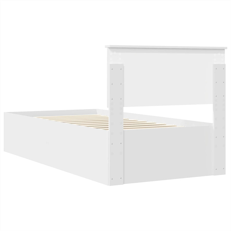 Bedframe met hoofdeinde Wit 90 x 190 cm Bewerkt hout
