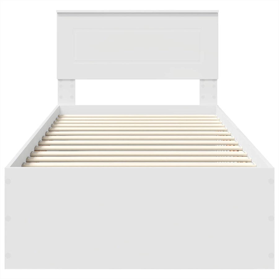 Bedframe met hoofdeinde Wit 90 x 190 cm Bewerkt hout