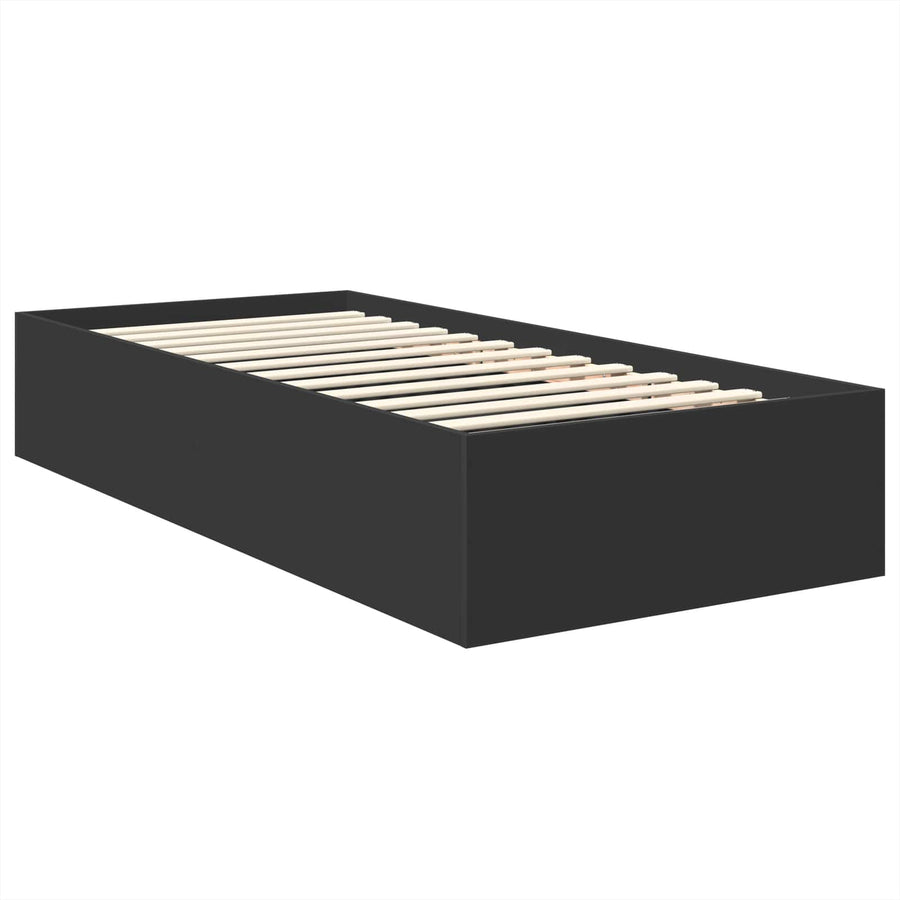 Bedframe met hoofdeinde Zwart 90 x 190 cm Bewerkt hout