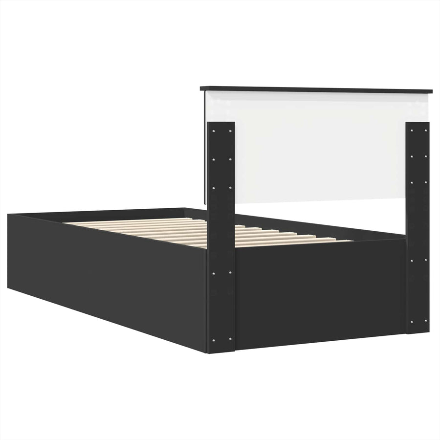 Bedframe met hoofdeinde Zwart 90 x 190 cm Bewerkt hout