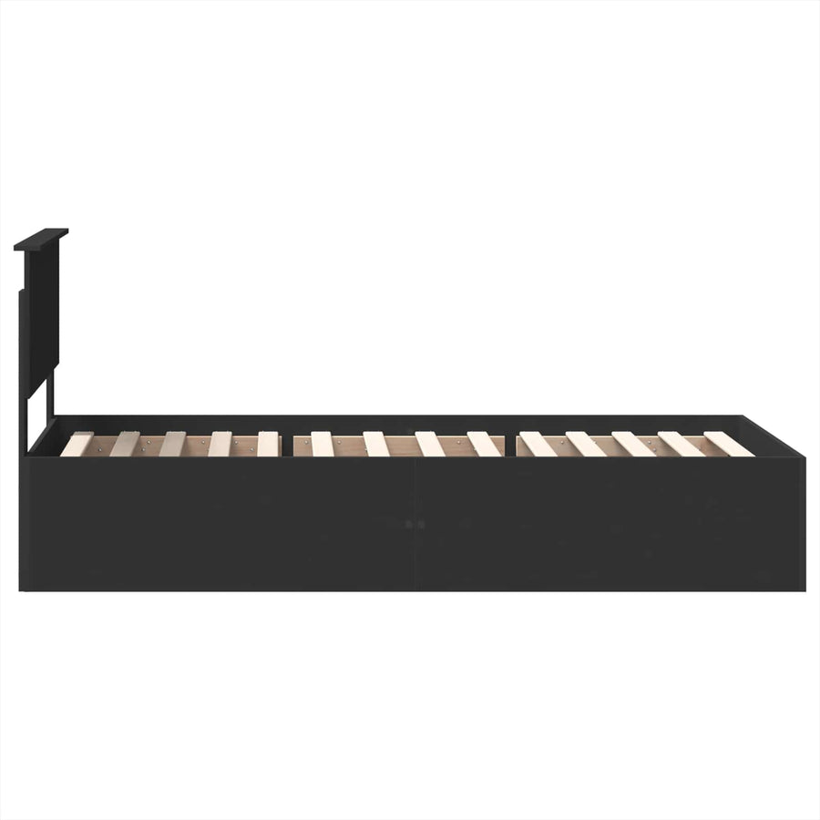 Bedframe met hoofdeinde Zwart 90 x 190 cm Bewerkt hout