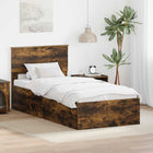 Bedframe gerookt eiken 90x200 cm bewerkt hout