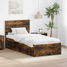 Bedframe met hoofdeinde Gerookt eiken 90 x 200 cm Bewerkt hout