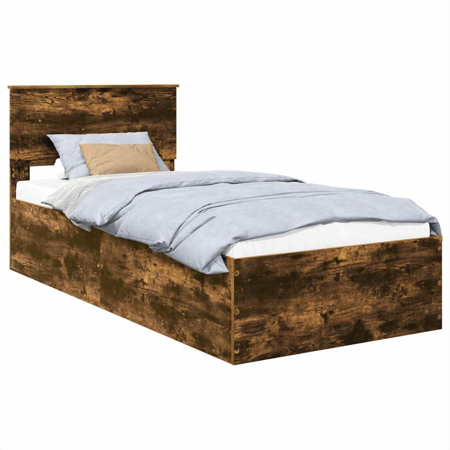 Bedframe met hoofdeinde Gerookt eiken 90 x 200 cm Bewerkt hout