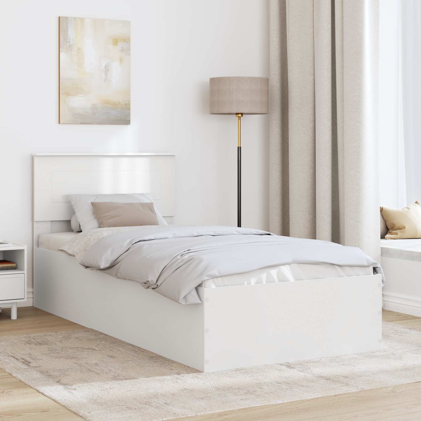 Bedframe met hoofdeinde Wit 75 x 190 cm Bewerkt hout