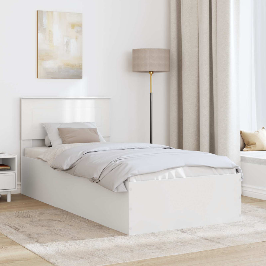Bedframe met hoofdeinde Wit 75 x 190 cm Bewerkt hout