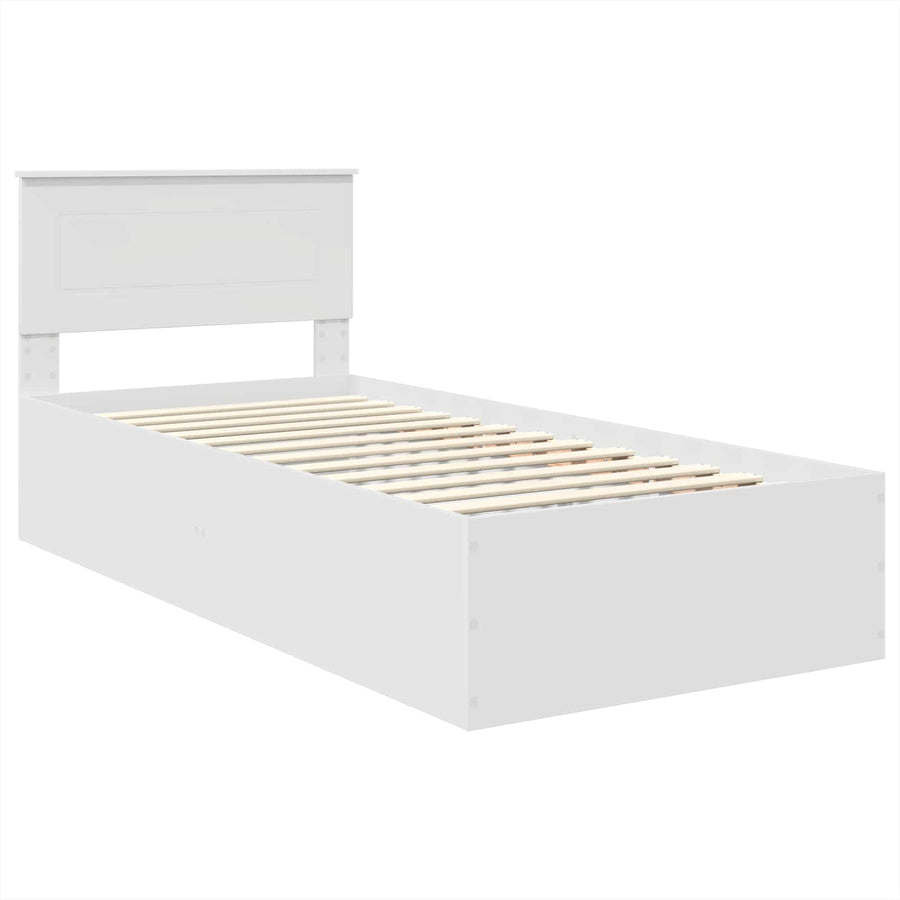 Bedframe met hoofdeinde Wit 75 x 190 cm Bewerkt hout