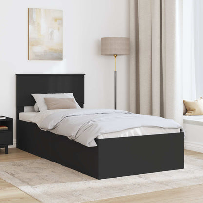 Bedframe met hoofdeinde Zwart 75 x 190 cm Bewerkt hout