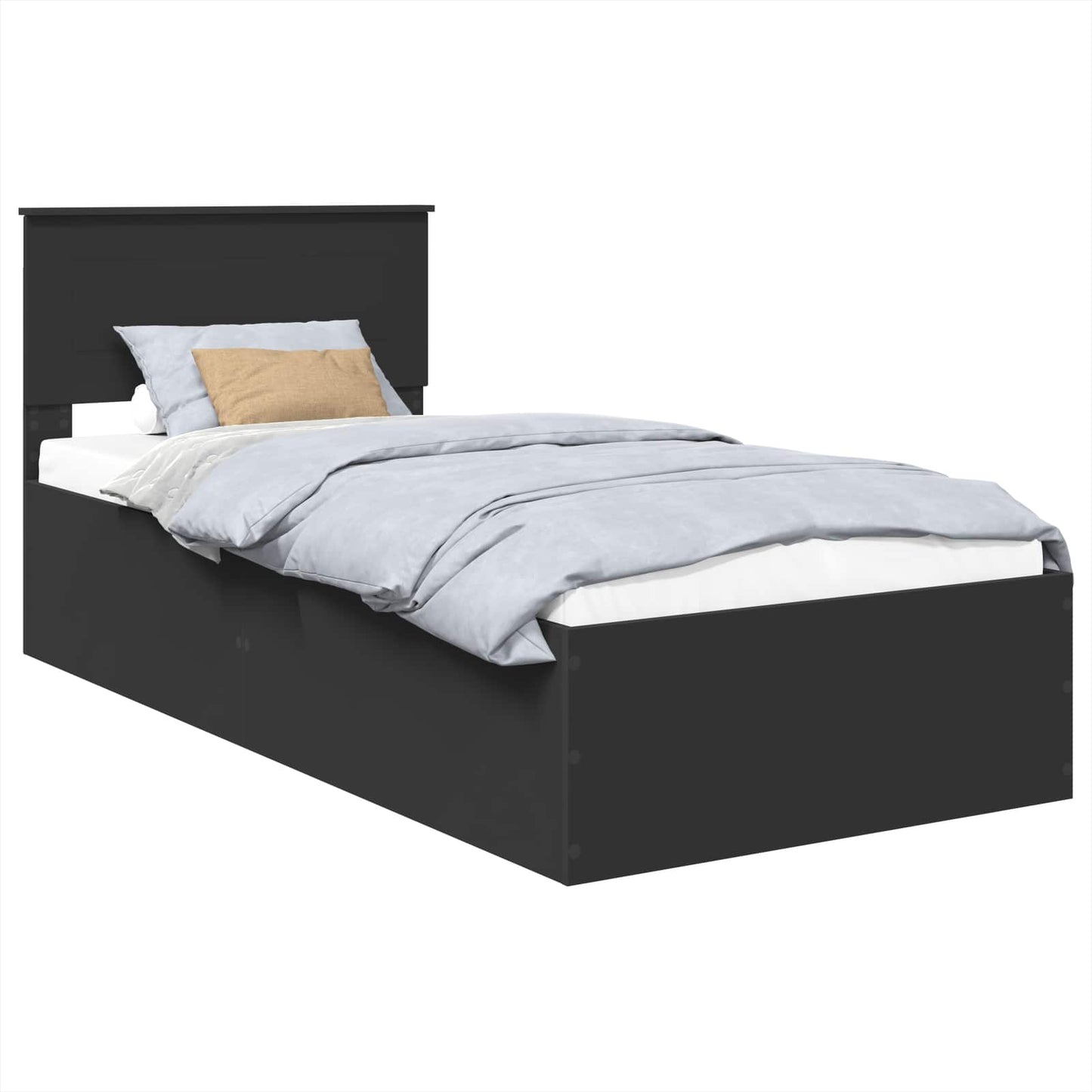 Bedframe met hoofdeinde Zwart 75 x 190 cm Bewerkt hout
