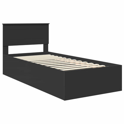 Bedframe met hoofdeinde Zwart 75 x 190 cm Bewerkt hout