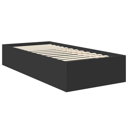 Bedframe met hoofdeinde Zwart 75 x 190 cm Bewerkt hout