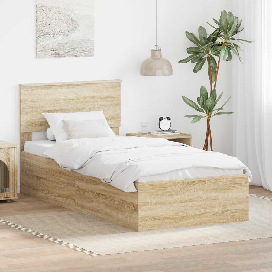 Bedframe met hoofdeinde Sonoma Eiken 75 x 190 cm Bewerkt hout