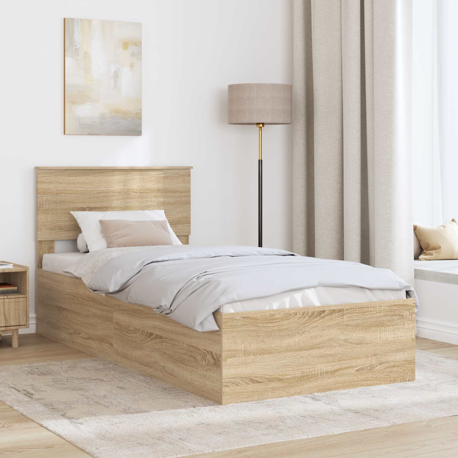 Bedframe met hoofdeinde Sonoma Eiken 75 x 190 cm Bewerkt hout