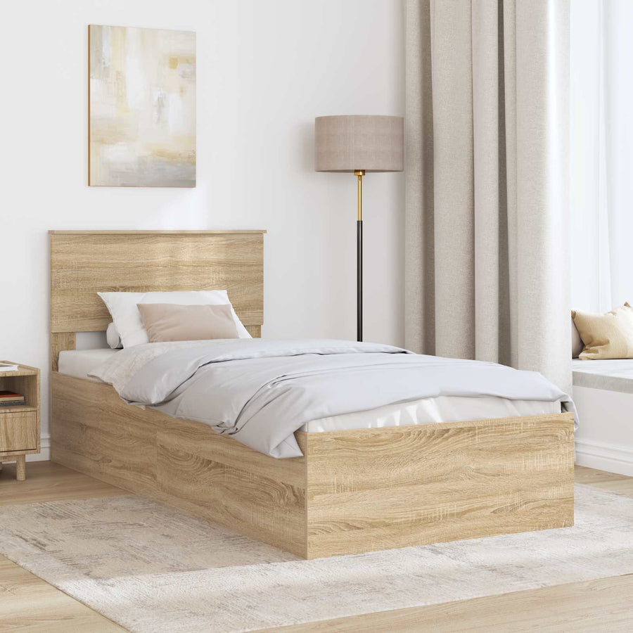 Bedframe met hoofdeinde Sonoma Eiken 75 x 190 cm Bewerkt hout