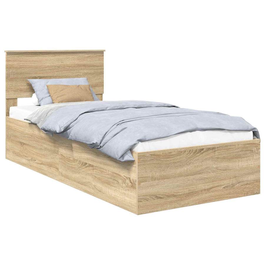 Bedframe met hoofdeinde Sonoma Eiken 75 x 190 cm Bewerkt hout
