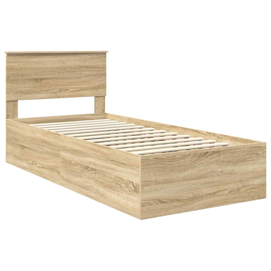 Bedframe met hoofdeinde Sonoma Eiken 75 x 190 cm Bewerkt hout