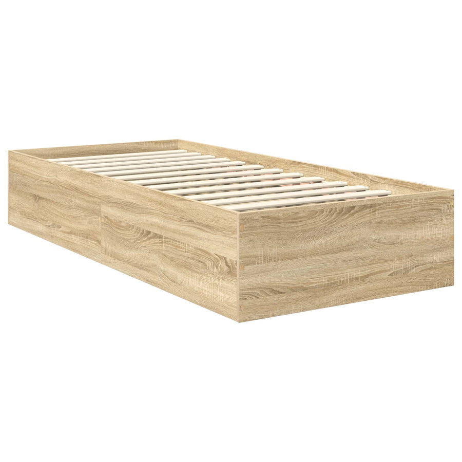 Bedframe met hoofdeinde Sonoma Eiken 75 x 190 cm Bewerkt hout