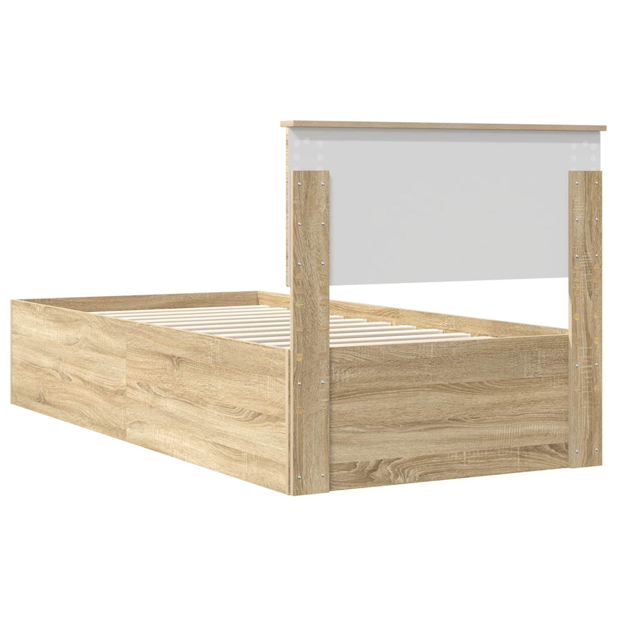 Bedframe met hoofdeinde Sonoma Eiken 75 x 190 cm Bewerkt hout
