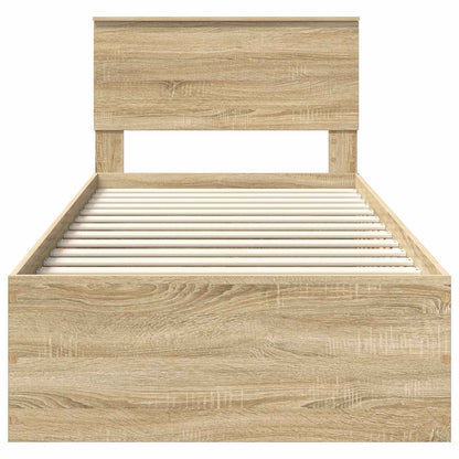 Bedframe met hoofdeinde Sonoma Eiken 75 x 190 cm Bewerkt hout