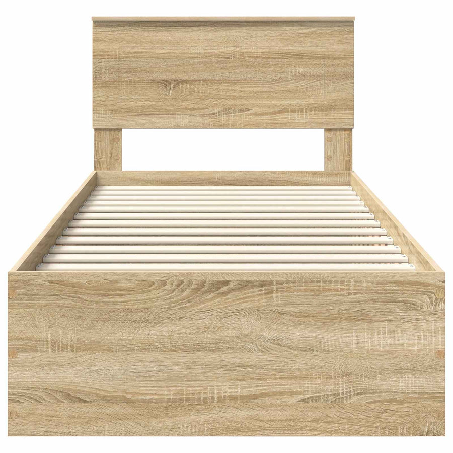 Bedframe met hoofdeinde Sonoma Eiken 75 x 190 cm Bewerkt hout