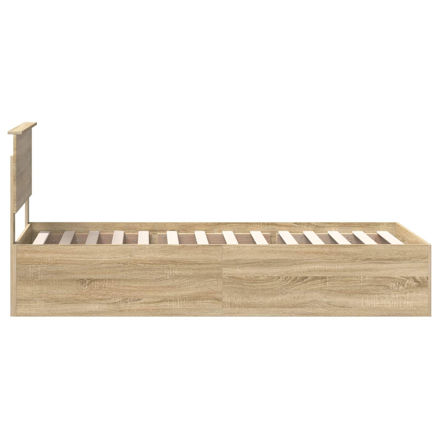 Bedframe met hoofdeinde Sonoma Eiken 75 x 190 cm Bewerkt hout