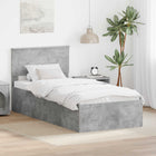 Bedframe 75 x 190 cm beton grijs bewerkt hout