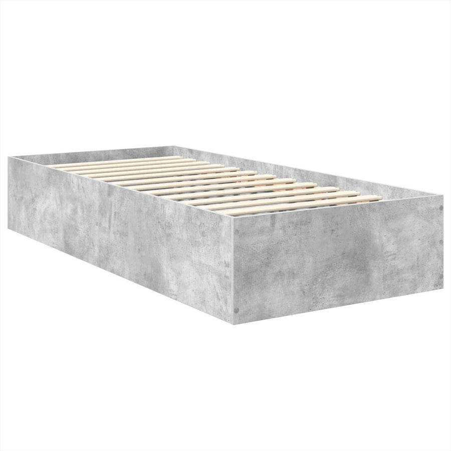 Bedframe met hoofdeinde Beton Grijs 75 x 190 cm Bewerkt hout